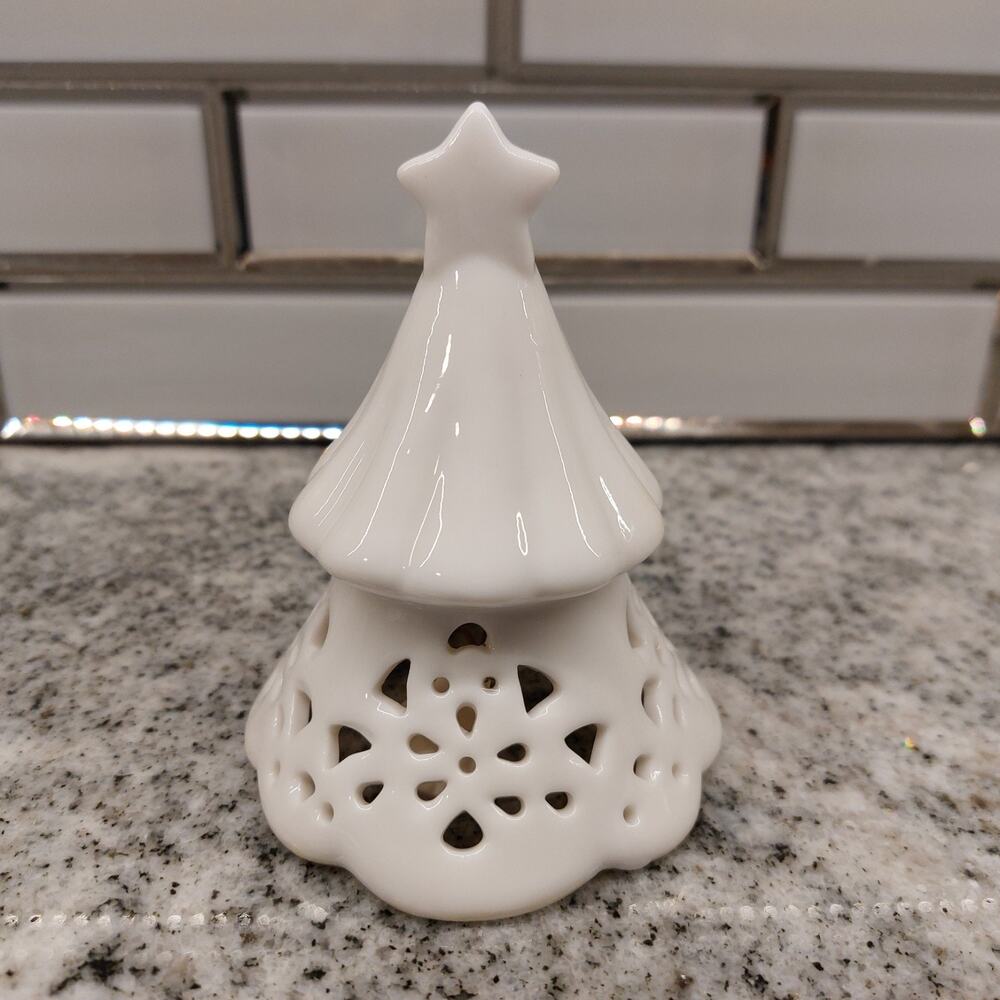 Vintage White Christmas Tree Porcelain Bell by Provo Craft ~ Utah